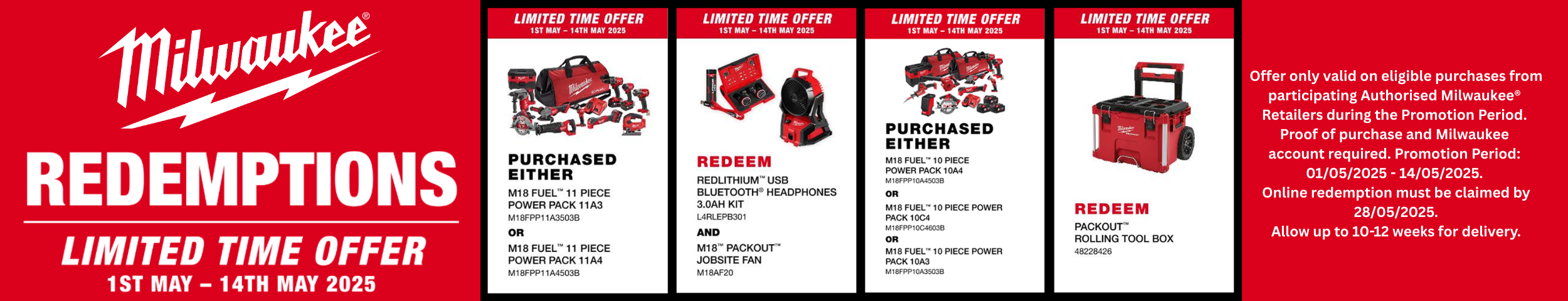 MILWAUKEE Limited Offer Redemptions (1st of May – 14th of May 2025)