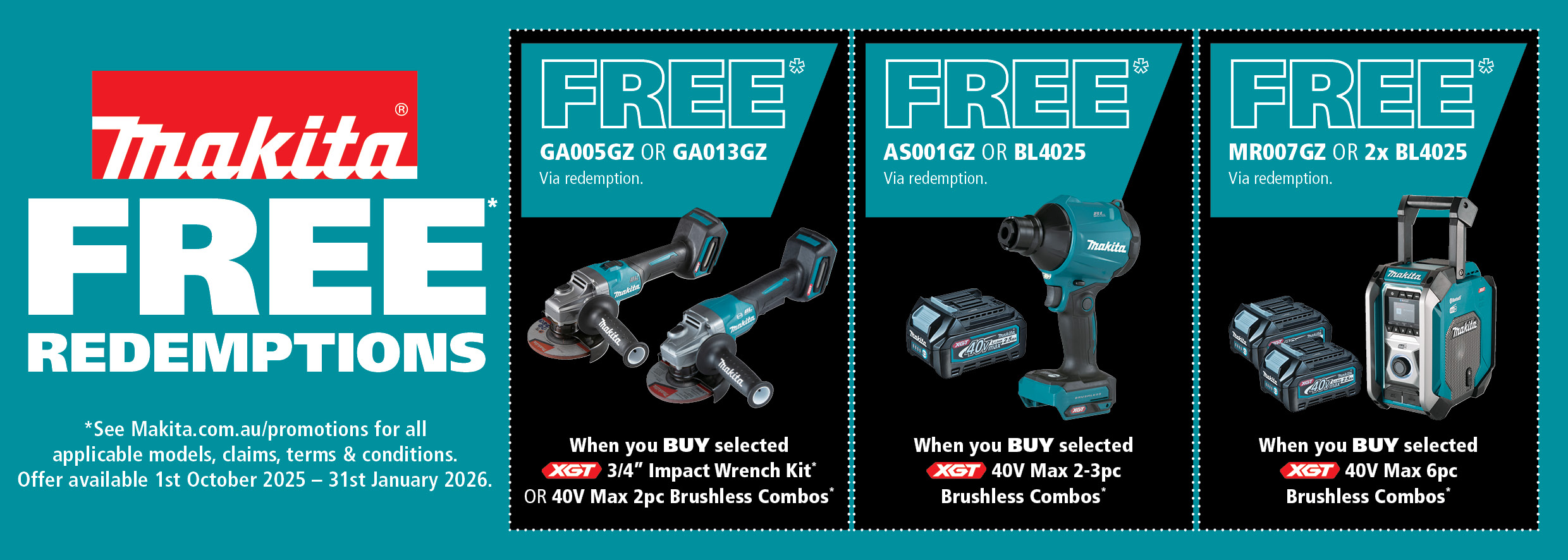 MAKITA FREE REDEMPTIONS | OCT 2025 - JAN 2026