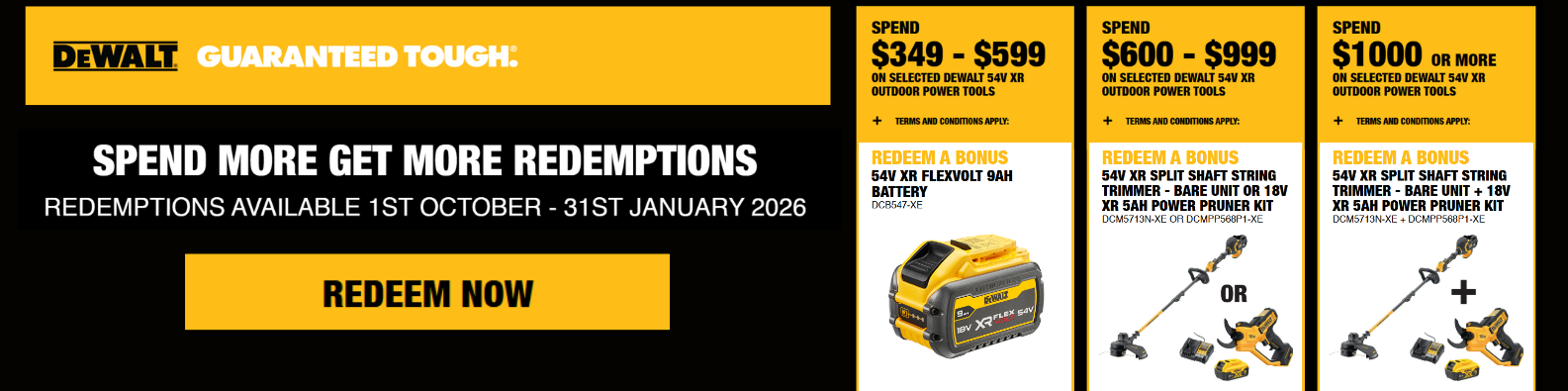 DeWALT SPEND MORE GET MORE REDEMPTIONS | OCT 2025 - JAN 2026