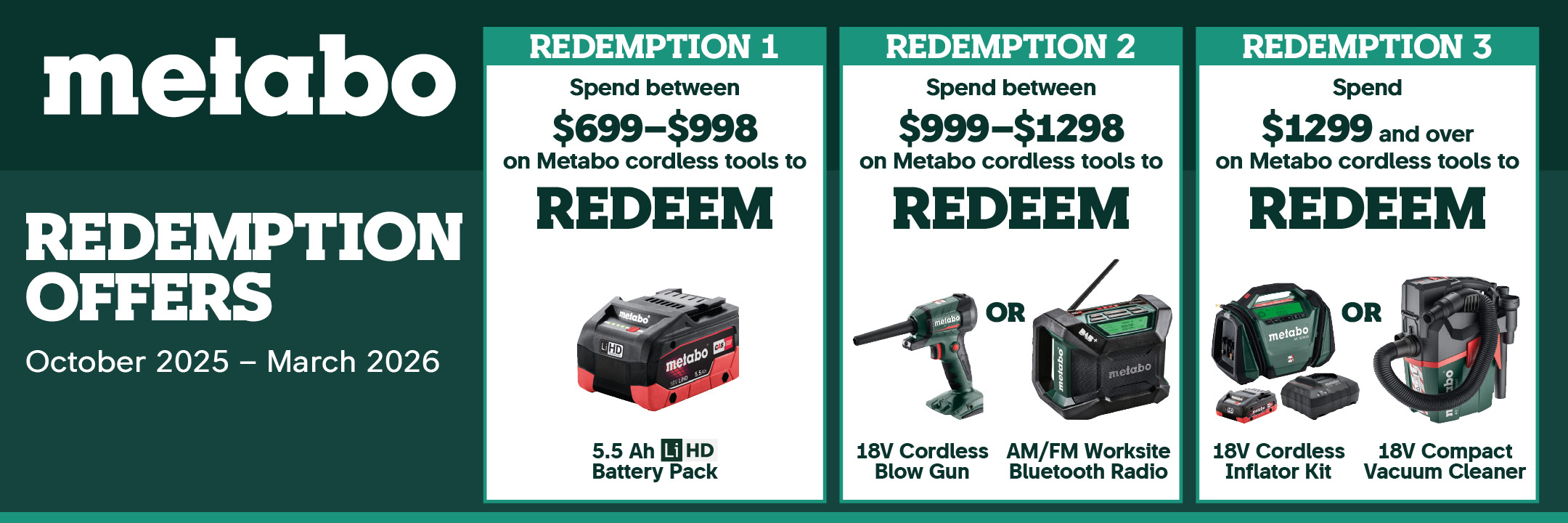 METABO REDEMPTIONS | OCT 2025-MAR 2026