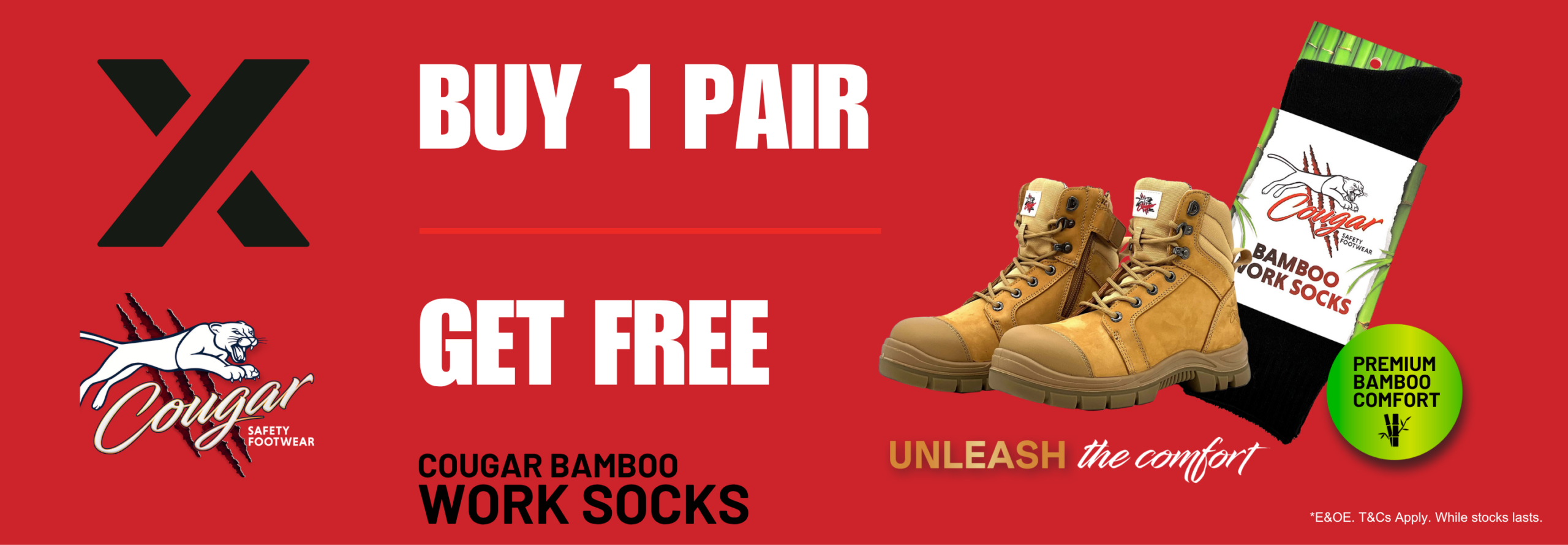 MAXISAFE | 3 FREE pairs of Cougar Bamboo Work Socks with every pair of Cougar Safety Boots purchased | 7 Sept – 16 Oct 2026